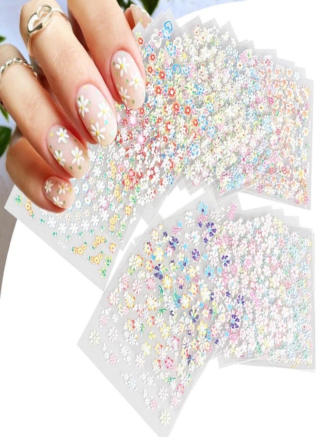 BSBTBZ 30Sheets Flower Nail Art Sticker 3D Self-Adhesive Nail Art Supplies Colorful Flowers Rose Daisy Cherry Blossoms Nail Decals Pink Floral Nail Design Cute Heart Nail Sticker for Acrylic Nails Decoration - Image 2